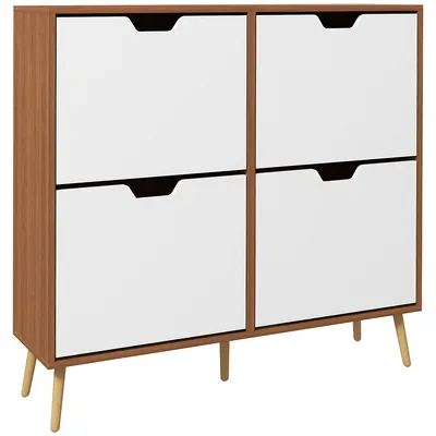 Flip Drawers Shoe Storage Cabinet With Adjustable Shelves