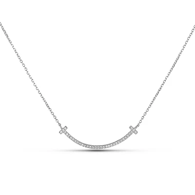 10k Gold 0.11 Cttw Natural Diamond Smile Necklace