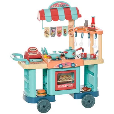 50 Pcs Kids Fast Food Shop Cart Pretend Playset