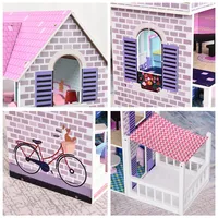 2.9ft Kids Wooden Dollhouse Pink