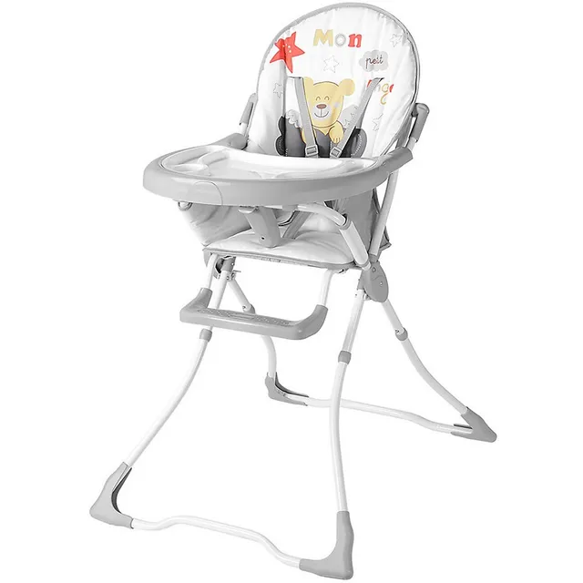 Portable Folding High Chair with Adjustable Tray for Babies and Toddlers,  Grey - LIVINGbasics®