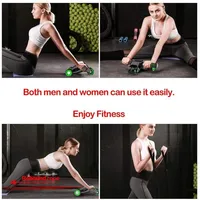 Ab 4-Wheel Roller Abdominal Exercise Wheel with Knee Mat Ideal for Training Home Gym