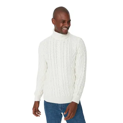 Male Big Slim Fit Basic Turtleneck Knitwear Sweater