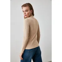 Women Slim Fit Basic Turtleneck Knitted Blouse