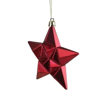 12ct Red And Gold Star Glittered Shatterproof Matte Christmas Ornaments 5"