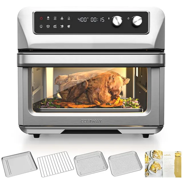 Costway 12.7QT Air Fryer Oven 1600W Rotisserie Dehydrator Convection Oven  w/ Accessories 