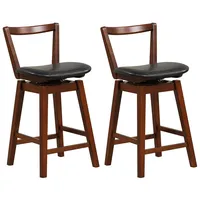 Swivel Counter Height Bar Stool 26" Upholstered Pu Leather Hollow Backrest