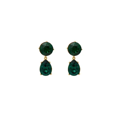 Gold & Emerald Teardrop Clip Earring