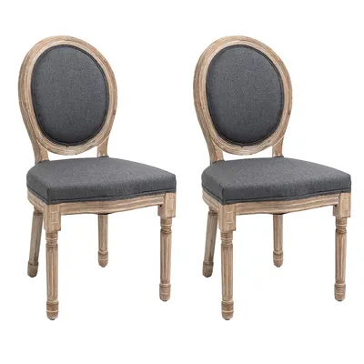 Dining Chairs Set Of 2 With Backrest And Linen Upholstery