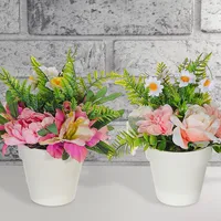 Artificial Bouquet In Plastic Pot Asstd - Set Of 2