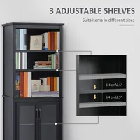 Bookshelf Storage Cabinet Cupboard W/ Shelves Black