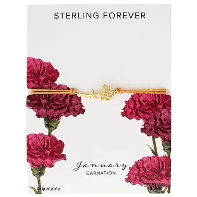 Sterling Silver Birth Flower Bolo Bracelet-january