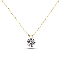 10kt Gold 18" With Round Cz Necklace And Earrings Set