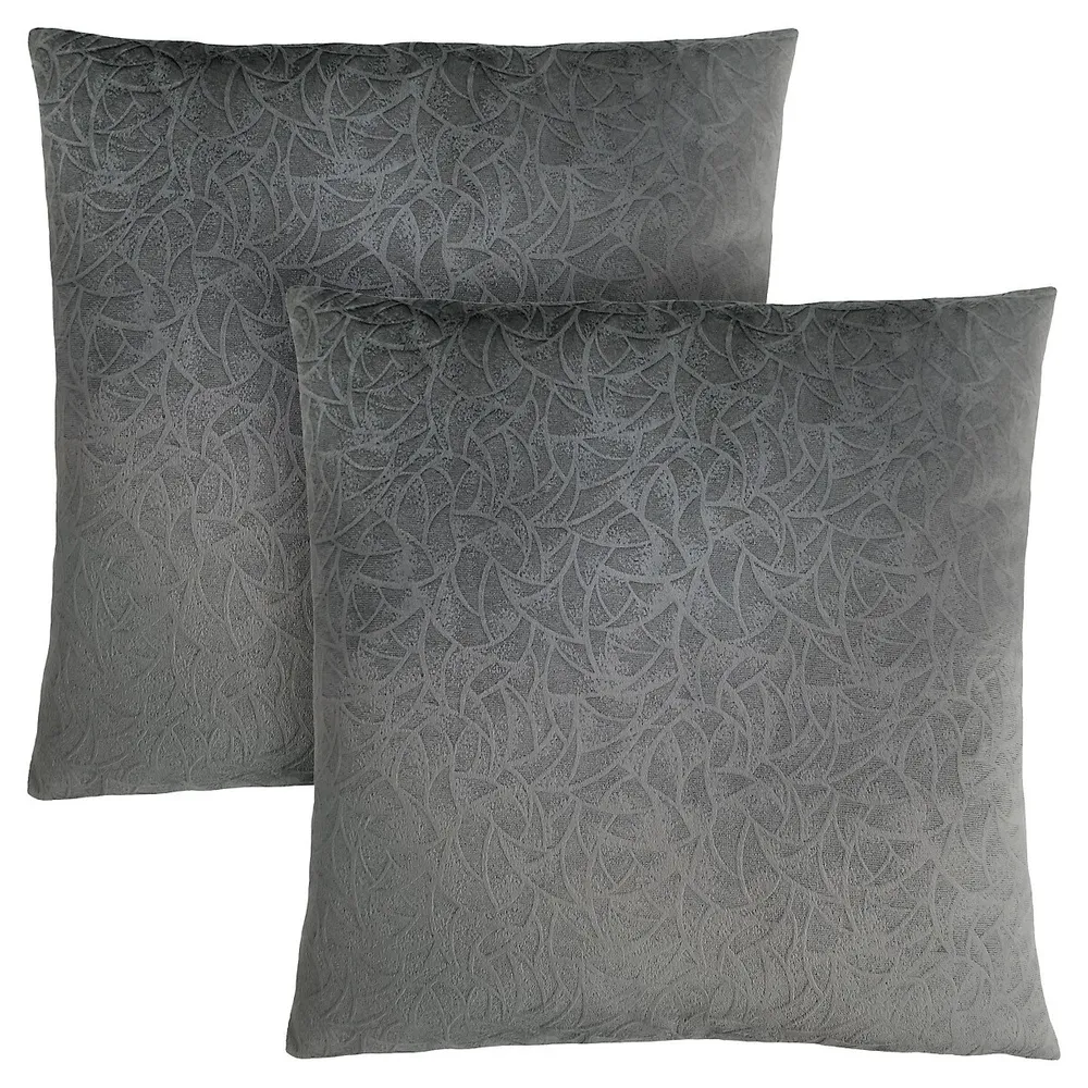 Monarch Specialties Motif Design 18 x 18 Dark Taupe 2 Piece Pillow
