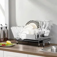 Dish Drying Rack Stainless Steel Expandable Dish Rack W/drainboard&swivel Spout