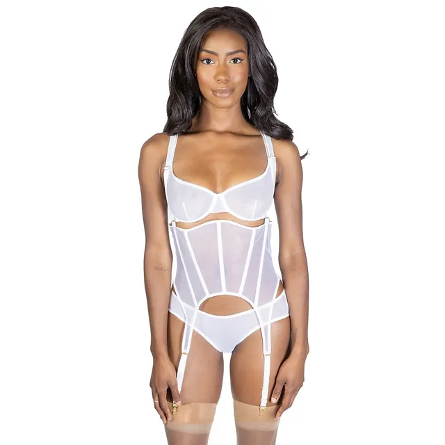 Oh La La Cheri Lace Basque, Garter Straps & Thong Set