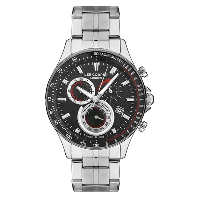 Men's Lc07403.350 Chronograph Silver Watch With A Silver Metal Band And A Black Dial