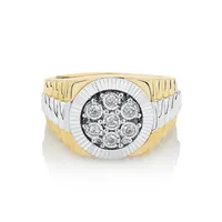 Men's Ring With 1/4 Carat Tw Of Diamonds In 10kt Yellow & White Gold