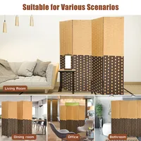 4 Panel Folding Room Divider Weave Fiber Privacy Partition Screen 6ft Tall