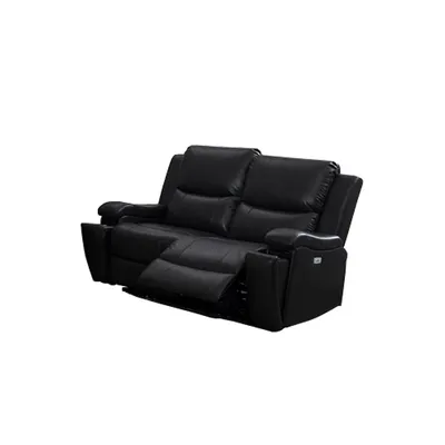 Black Leather Gel Power Recliner Loveseat W Usb Chargers