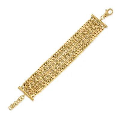 18kt Gold Plated 8.75" Rope Curb Bead Multi Strand Bracelet