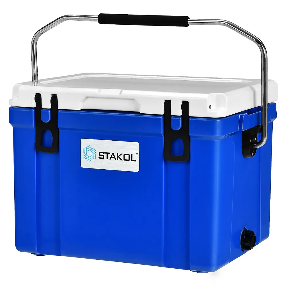 Costway 26 Quart Portable Cooler Ice Chest Leak-proof 20 Cans Ice Box For  Camping