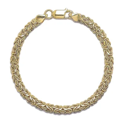 18kt Gold Plated 7.5" Yellow Flat Byzantine Bracelet