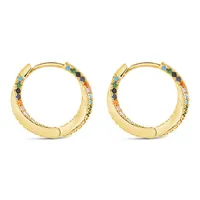 Rainbow Cz Micro Hoops Earring Sterling Forever