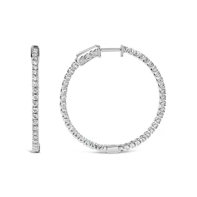 14k White Gold 1 1/2 Cttw Lab Grown Diamond Inside Out Hoop Earrings (g-h Color, Vs2-si1 Clarity)