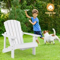 Kid's Adirondack Chair Patio Wood High Backrest Arm Rest 110 Lbs Capacity White