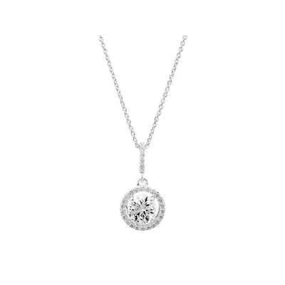 Halo Pendant With Cubic Zirconia In Sterling Silver