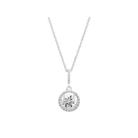 Halo Pendant With Cubic Zirconia In Sterling Silver