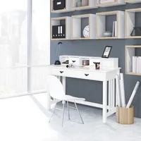 Costway Writing Desk Mission White Home Office Computer Desk 4 Drawer White