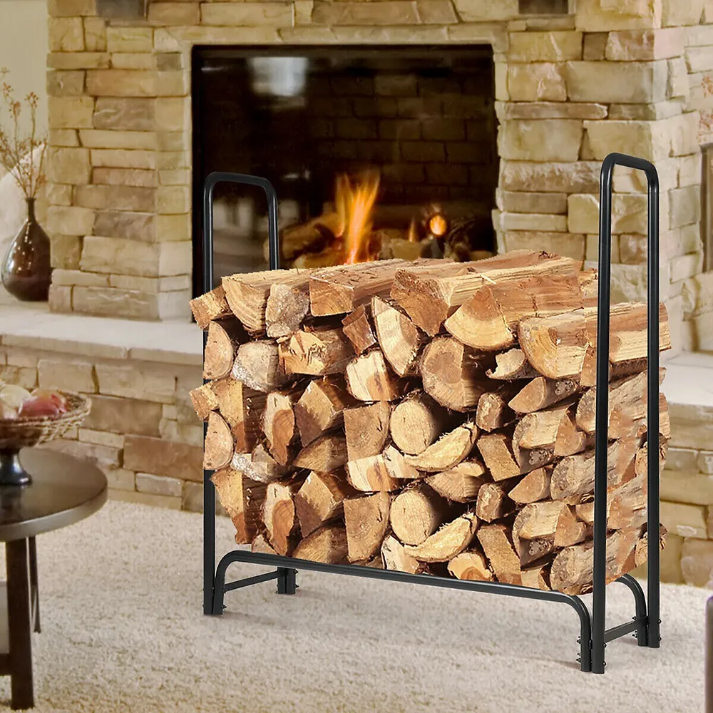 Costway Firewood Rack Fireplace Log Holder Wood Steel Stove