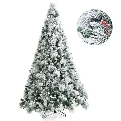 Costway 6FT Pre-Lit Hinged Christmas Tree Snow Flocked w/9 Modes