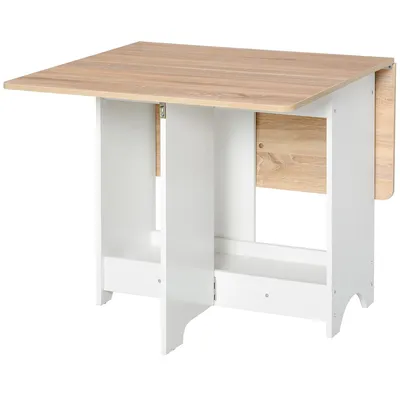 Foldable Dining Table, Drop-leaf Folding Table With Shelf