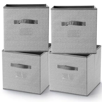 4 Pack Foldable Storage Bins Storage Baskets Collapsible Storage Cubes