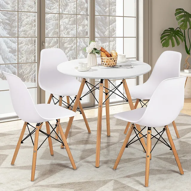 EIFFEL round lacquered dining table with solid beech wood legs 90 cm