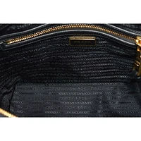 Tessuto Nylon Black Leather Clochette Crossbody Tote Bag