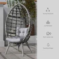 Pe Rattan Leisure Egg Chair With Cushions, Light Grey
