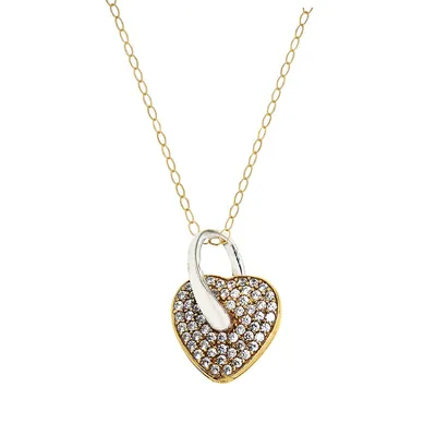 10kt 18" Heart With Cable Chain Necklace