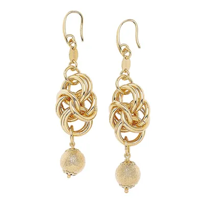18kt Gold Plated Knotted With Bead Drop Earring
