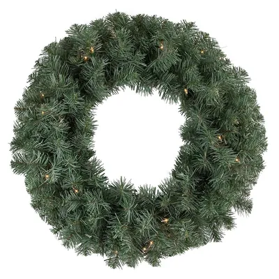 Pre-lit Colorado Blue Spruce Artificial Christmas Wreath, 24-inch, Clear Lights