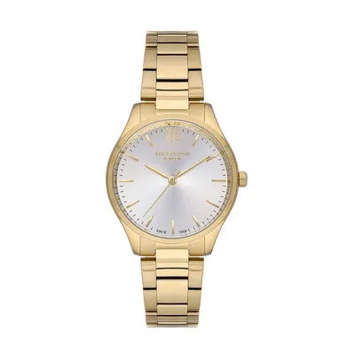 Ladies Lc07128.130 3 Hand Yellow Gold Watch With A Yellow Gold Metal Band And A Silver Dial