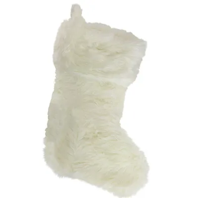 20" Ivory White Super Soft Faux Fur Decorative Christmas Stocking