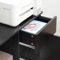 Printer Stand With Storage Shelves Drawer Home Office Black