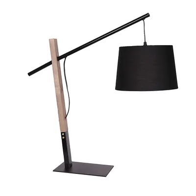 26'' Table Lamp Wood Black Accents