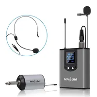 Wireless Lapel Microphone With Bodypack Transmitter, Headset Lavalier System For Podcast, Vlog, Interview, Teaching