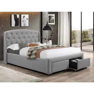 Grey Fabric Bed 2 Front Pull-out Drawer