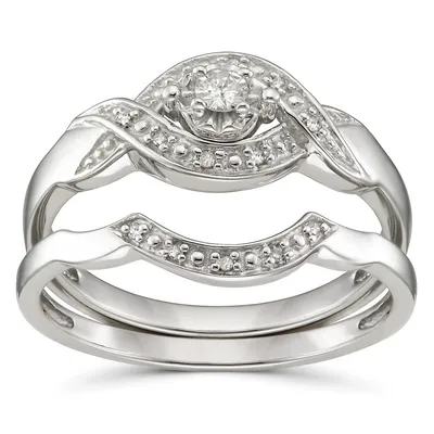 10kt Silver Plated Bridal Set With Diamonds Ring